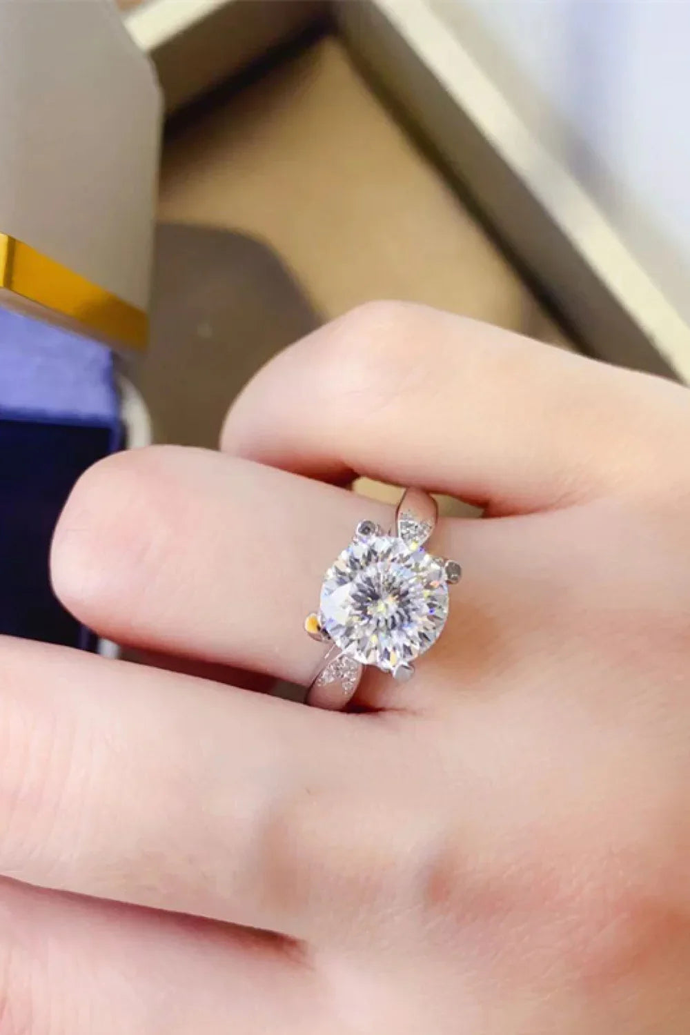 2 Carat Moissanite Platinum-Plated Sterling Silver Ring - Southern Shores Clothing