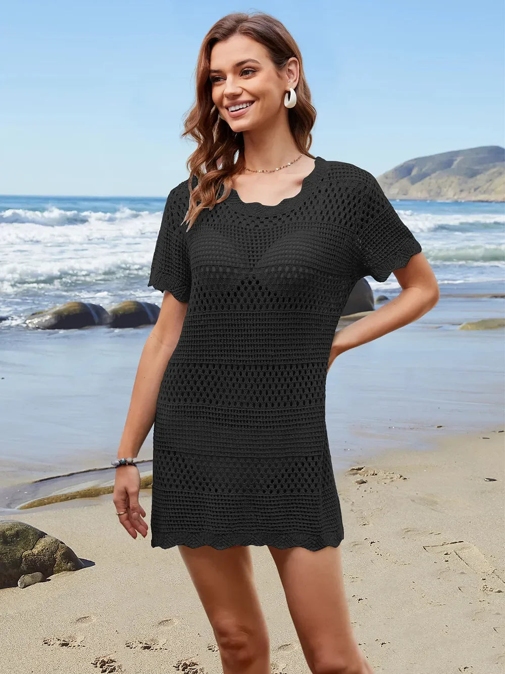 Openwork Sheer Knit Swim Cover Up Lightweight - Southern Shores Clothing