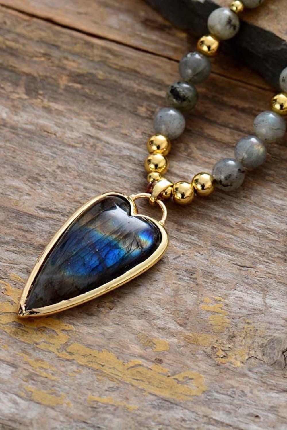 Copper-Accented Natural Stone Beaded Pendant Necklace - Southern Shores Clothing