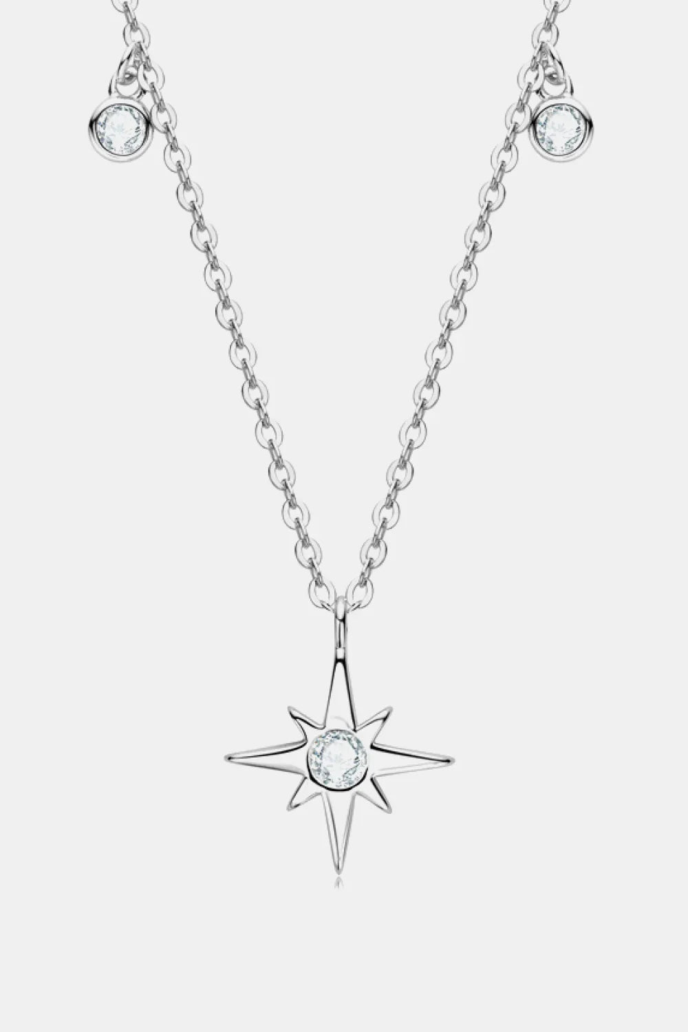 Sterling Silver Moissanite North Star Pendant Necklace - Southern Shores Clothing