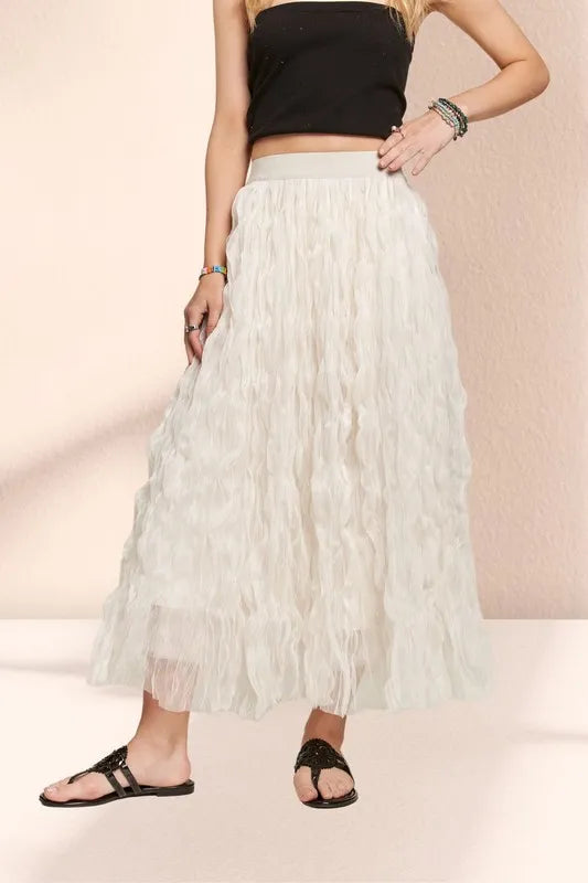 Beachside Adora Elastic Waist Cloud Fluffy Maxi Skirt