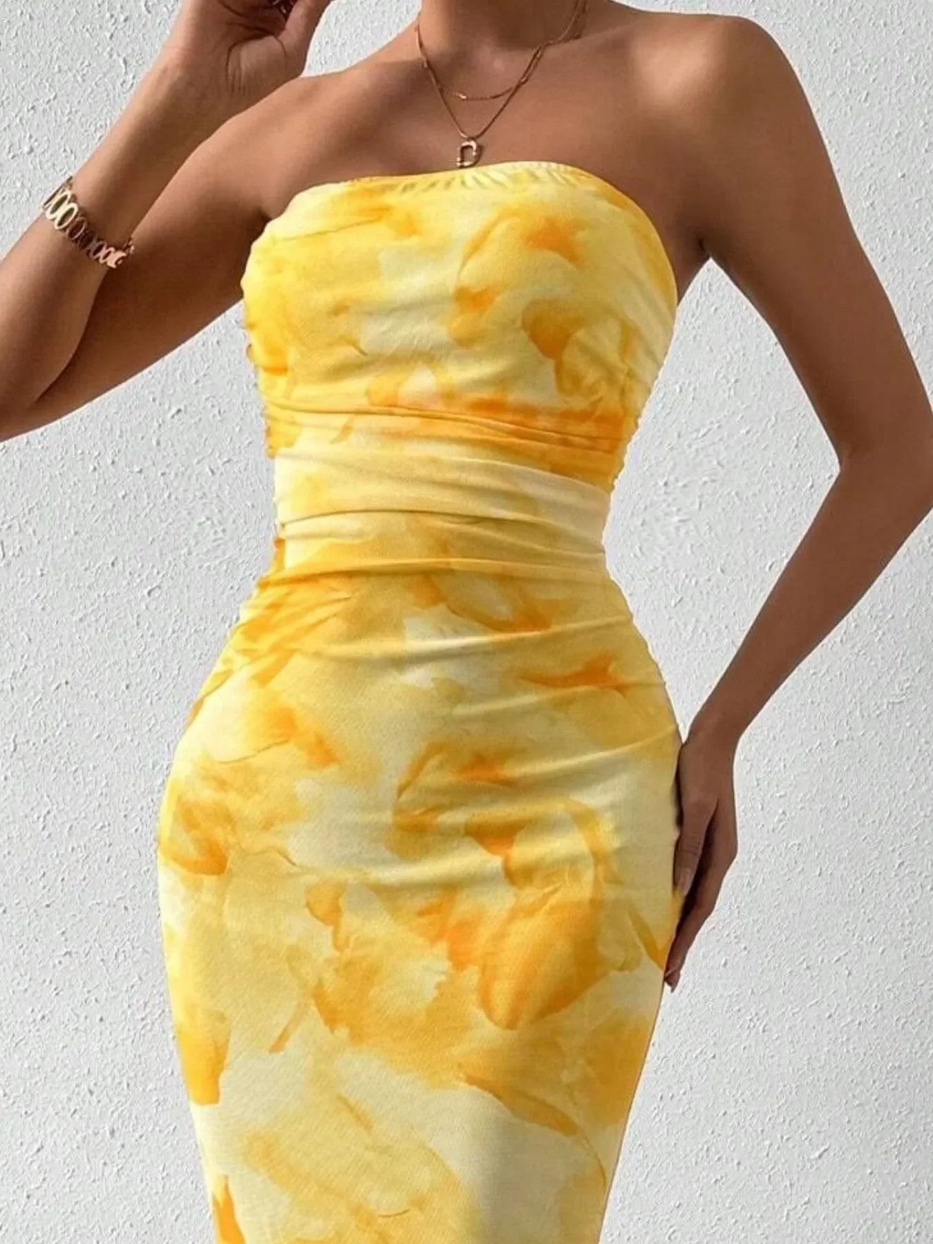 Printed Side Slit Tube Dress Coastal Style - Southern Shores Clothing