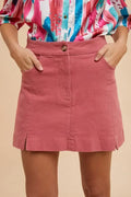 Stretch Cotton Slit Mini Skirt All Day Comfort - Southern Shores Clothing