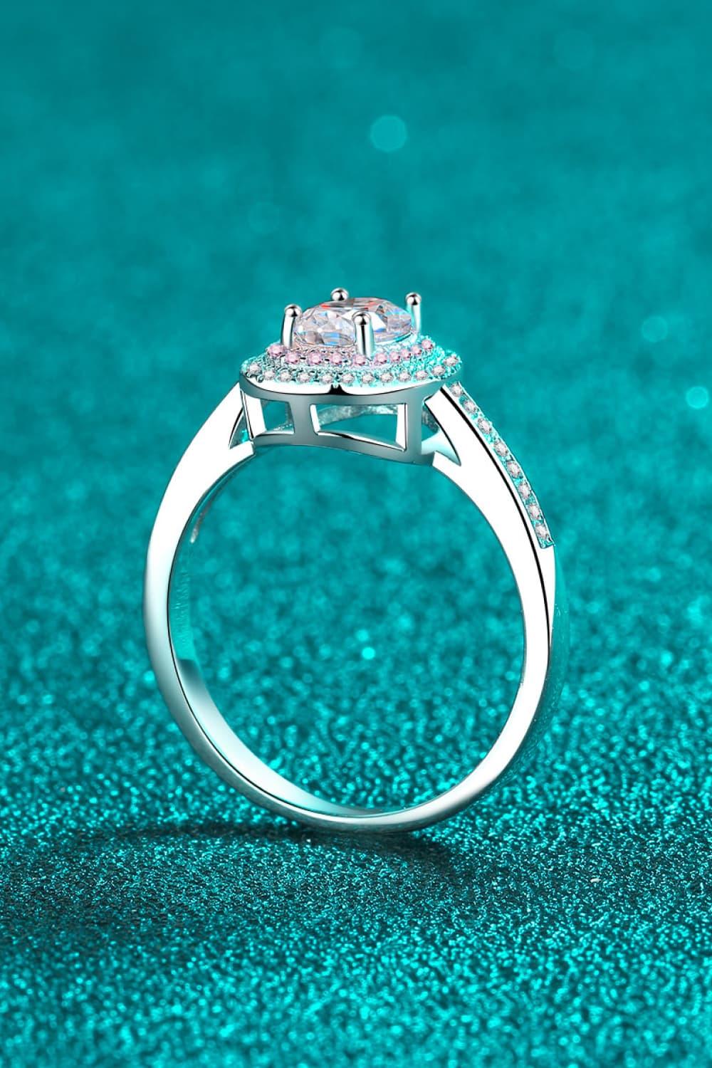 1 Carat Moissanite Double Halo Ring Sterling Silver - Southern Shores Clothing