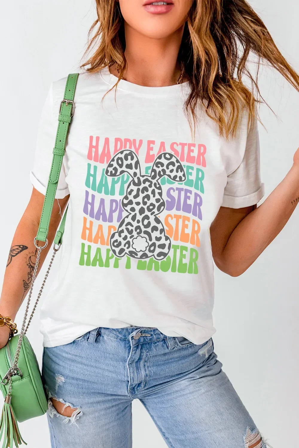 Happy Easter Round Neck Short Sleeve Graphic Tee - Southern Shores Clothing