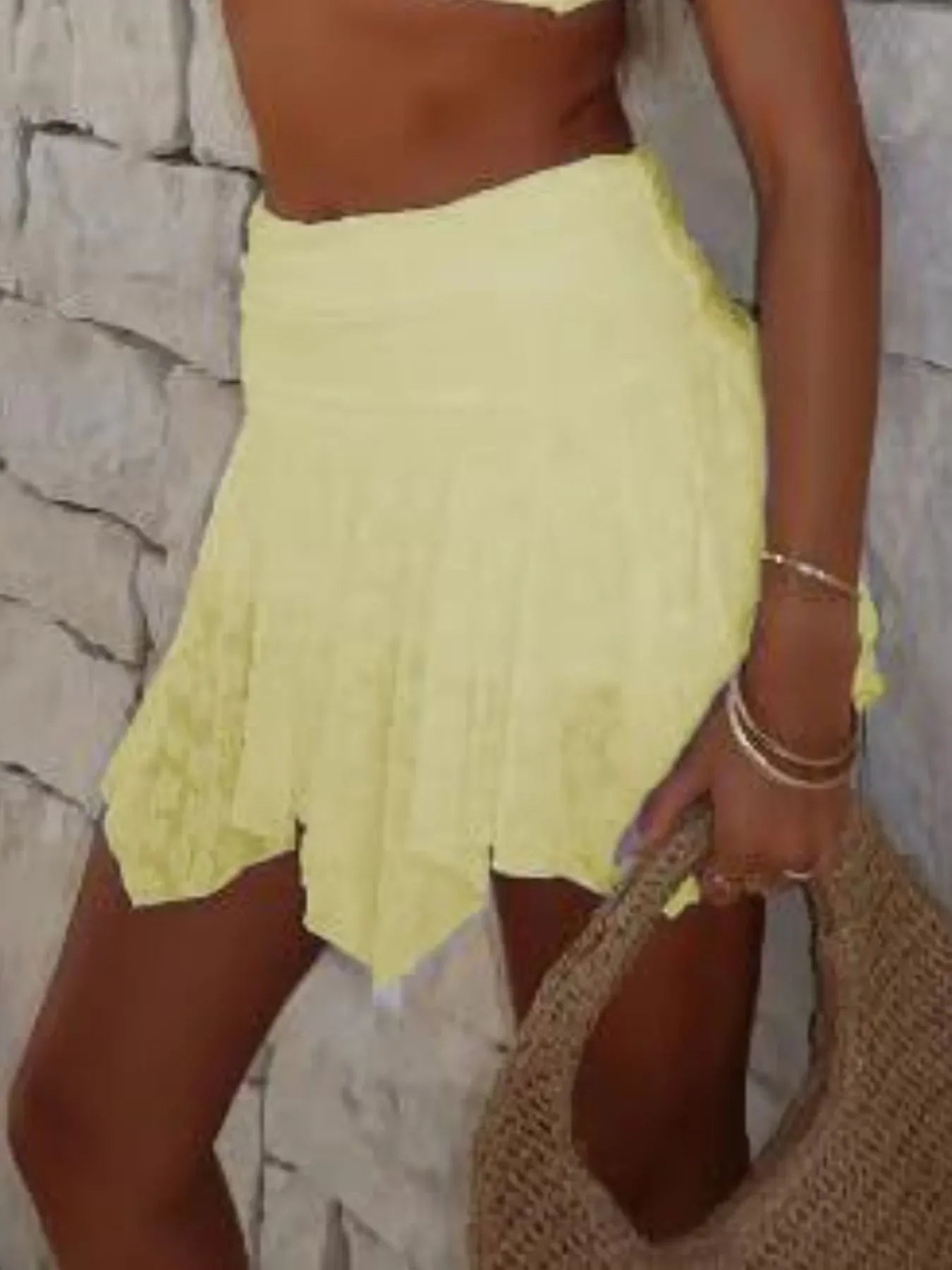 Asymmetric Hem Lace Ruffle Mini Skirt Partially Lined - Southern Shores Clothing