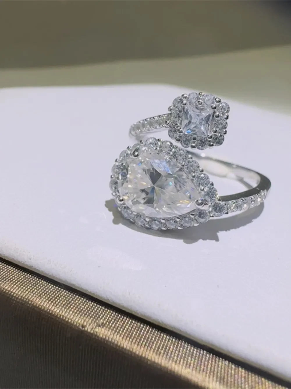 2 Carat Moissanite Sterling Silver Bypass Ring - Southern Shores Clothing