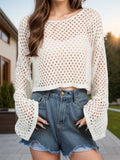 Openwork Sheer Long Sleeve Beach Cover Up - Southern Shores Clothing