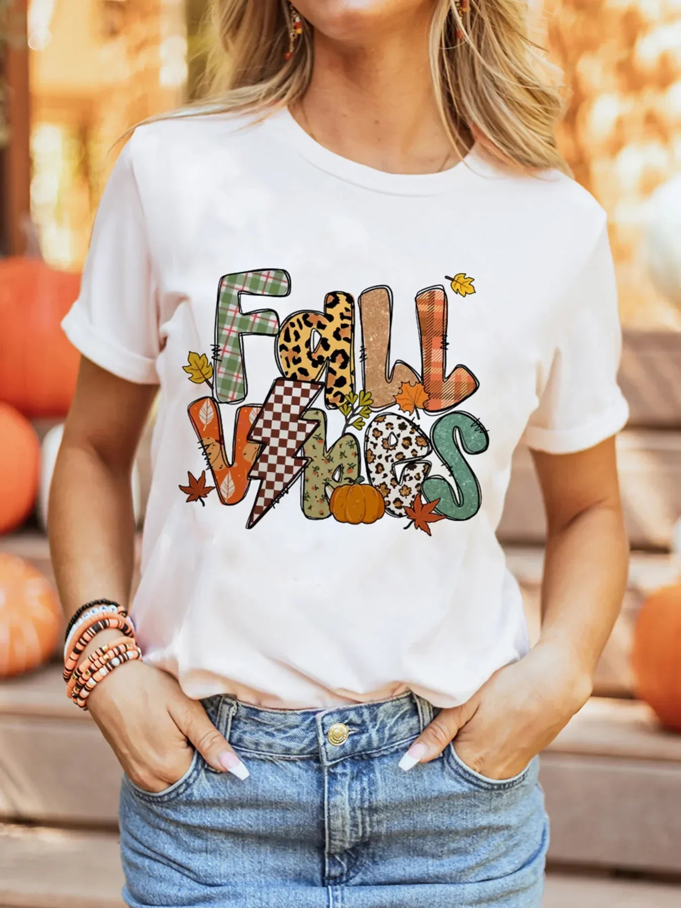 Fall Vibes Casual T Shirt With Slight Stretch Design - Southern Shores Clothing