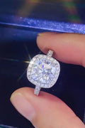 3 Carat Moissanite Square Halo Ring In Sterling Silver - Southern Shores Clothing