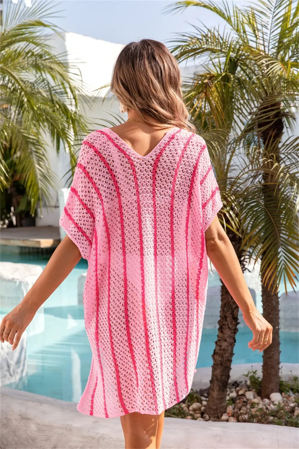 Angel Wings Openwork V-Neck Cover Up One Size - Southern Shores Clothing