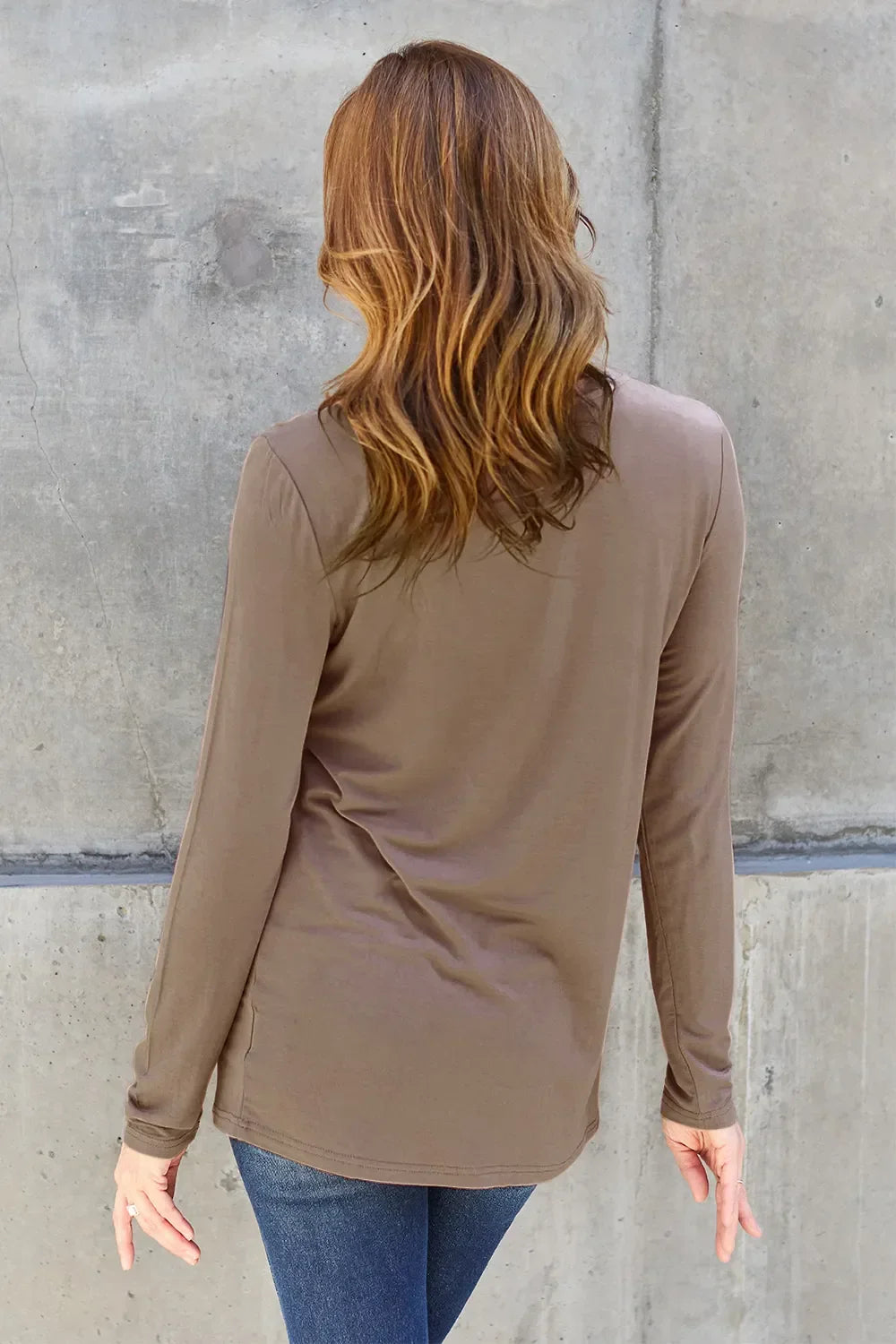 Basic Round Neck Long Sleeve Knit Top Silhouette - Southern Shores Clothing
