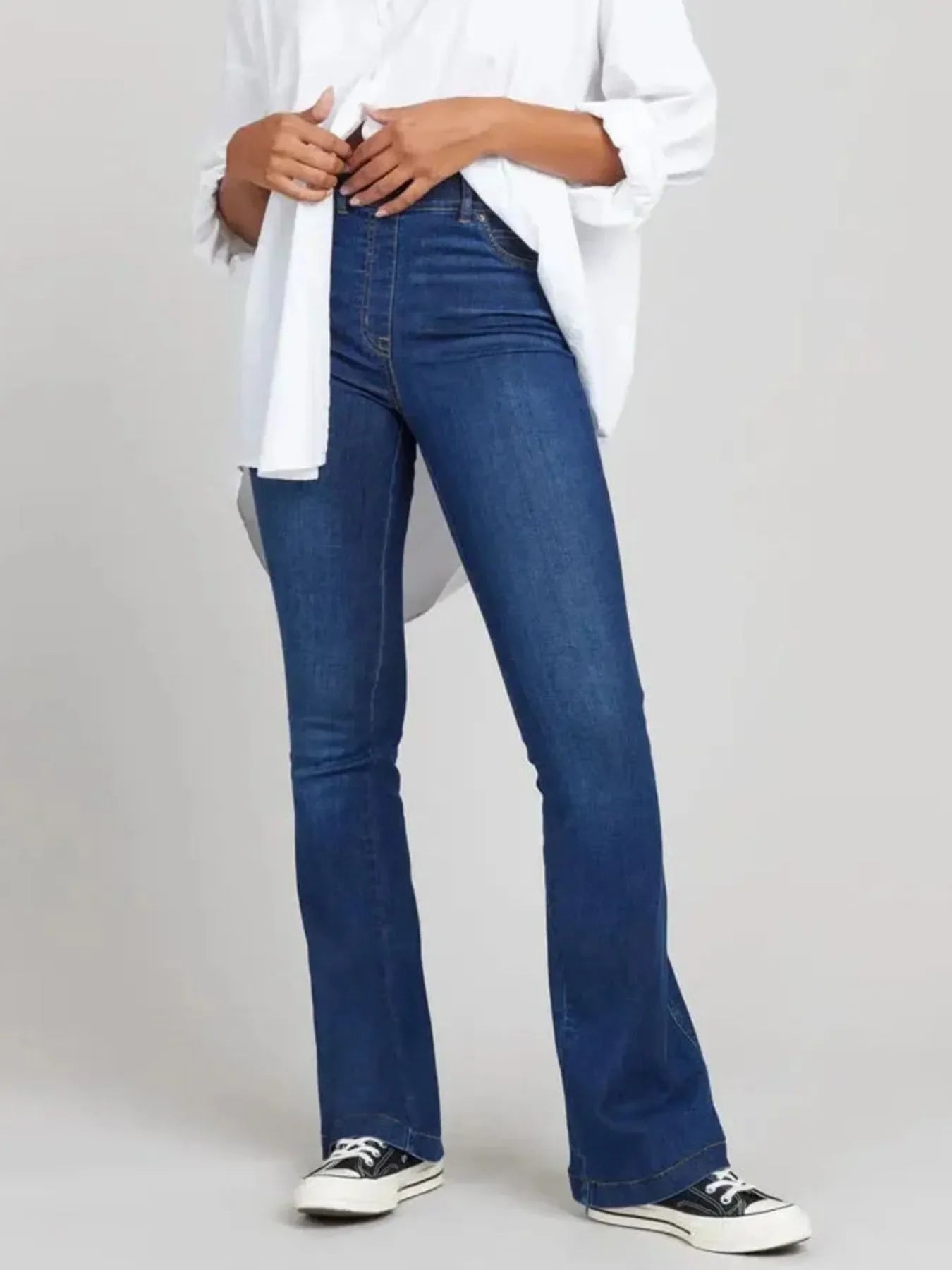 Coastal High-Waisted Flare Jeans Plus Size Stretch Denim - Southern Shores Clothing