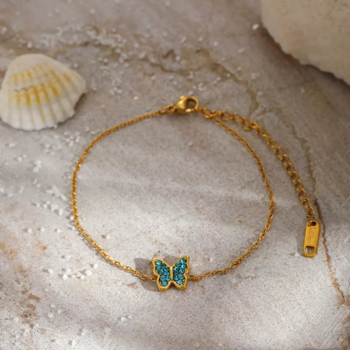 18K Gold-Plated Turquoise Zircon Butterfly Bracelet - Southern Shores Clothing
