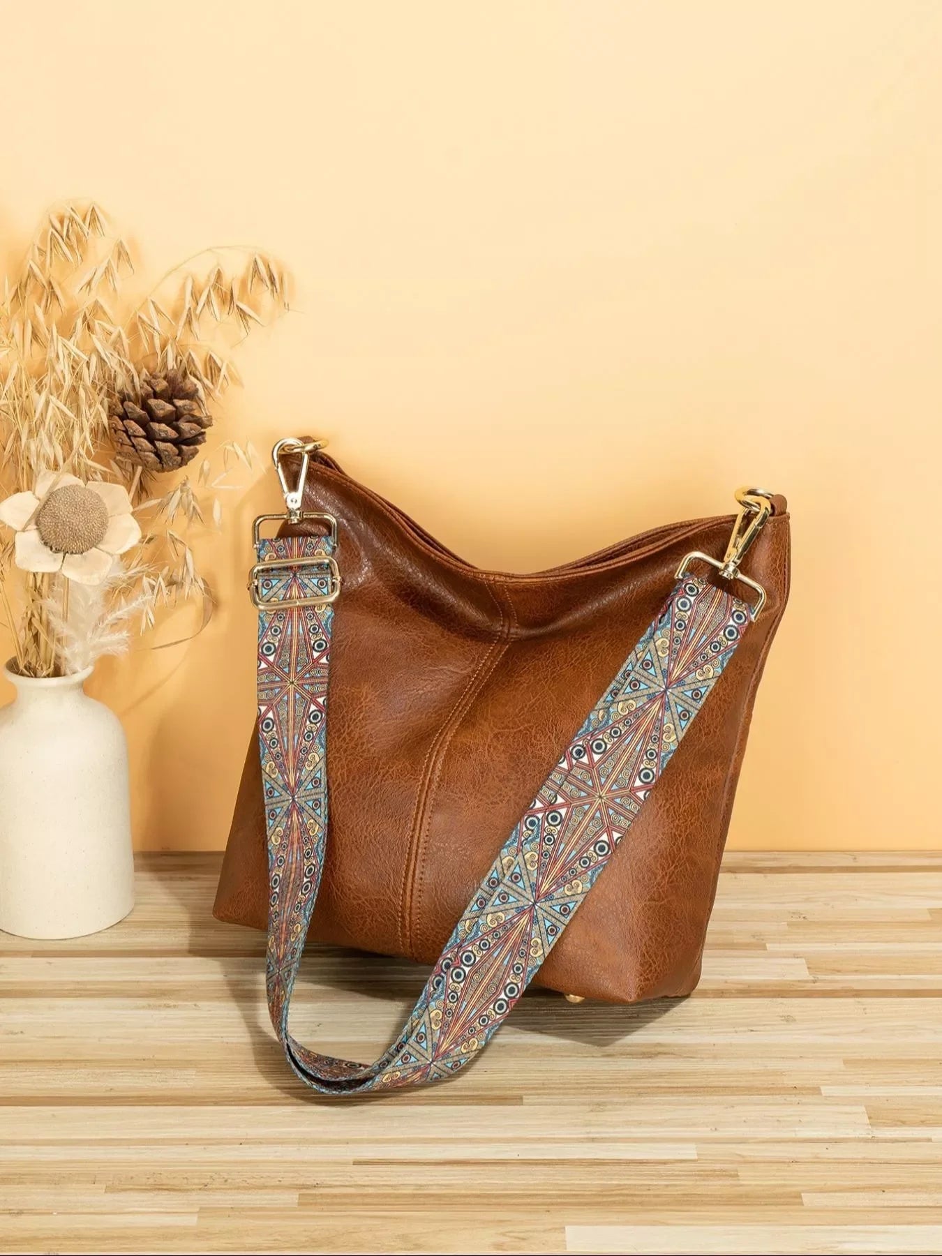 Crossbody Bag With Patterned Strap Everyday Use