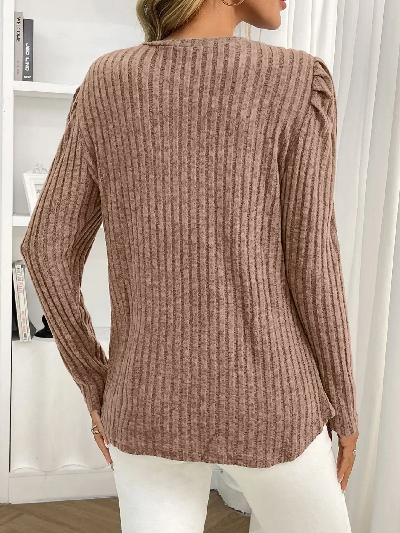 Round Neck Puff Sleeve T-Shirt - Southern Shores Clothing