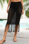 Fringe Hem Openwork Swim Cover Up Skirt Beachwear Style - Southern Shores Clothing