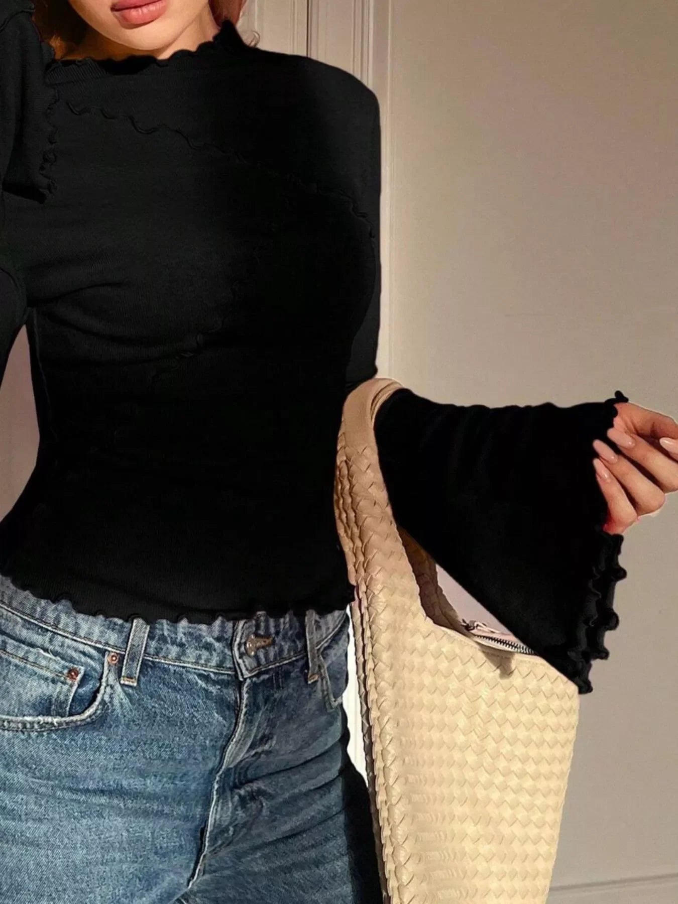 Lettuce Edge Flare Sleeve Top - Southern Shores Clothing