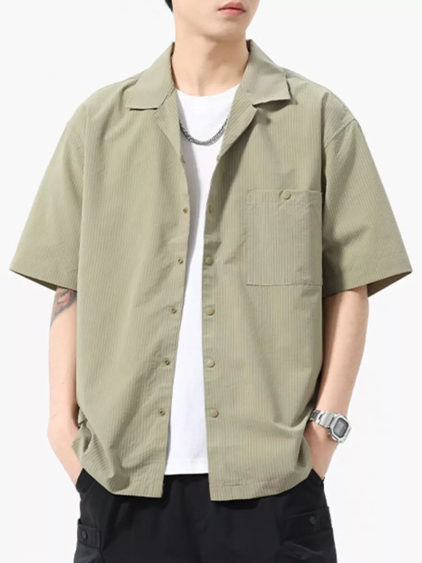 Plus Size Casual Short Sleeve Shirt With Button Front Pocket - Southern Shores Clothing