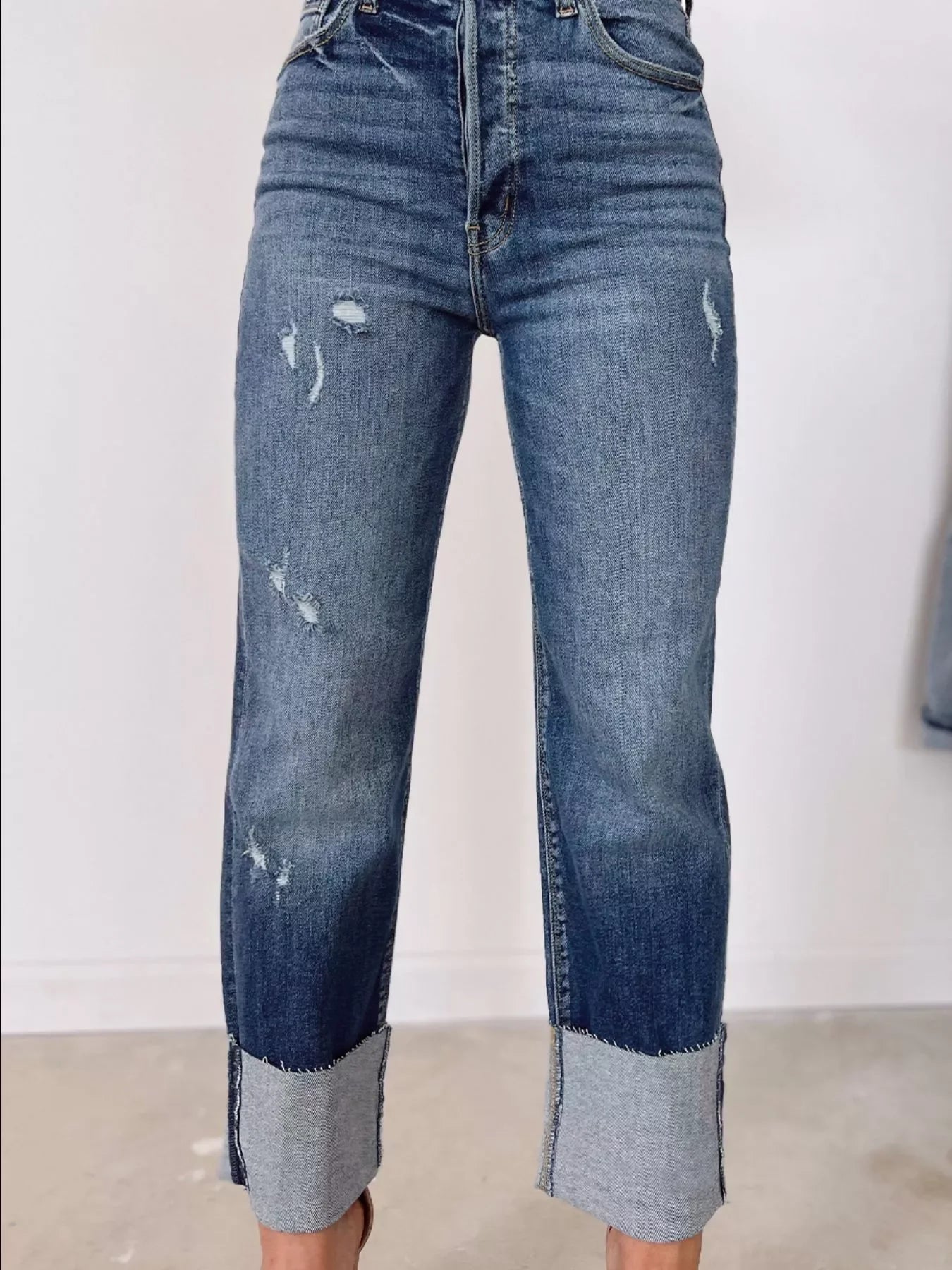 Coastal Inspired High Waist Distressed Straight Leg Jeans - Southern Shores Clothing