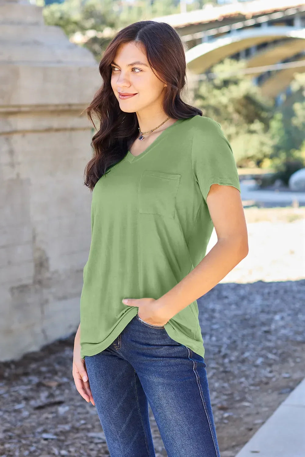 Basic Bae Bamboo Full Size V-Neck Short Sleeve T-Shirt - Southern Shores Clothing