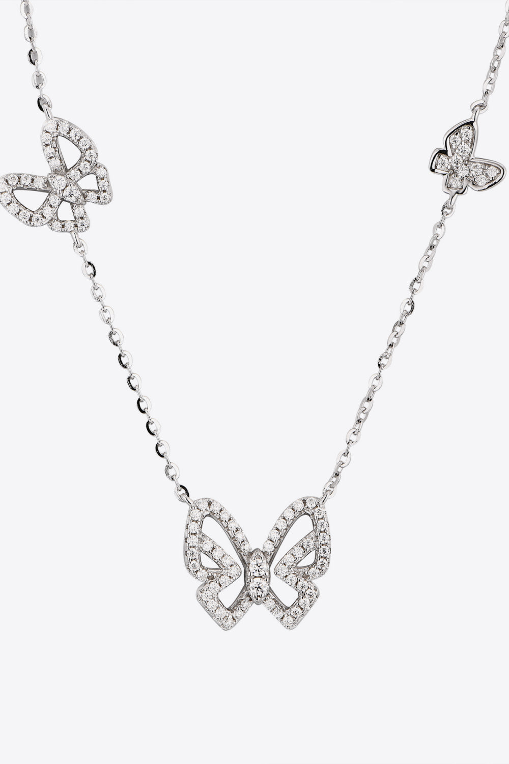 Southern Shores Moissanite Butterfly Shape Necklace in Sterling Silver