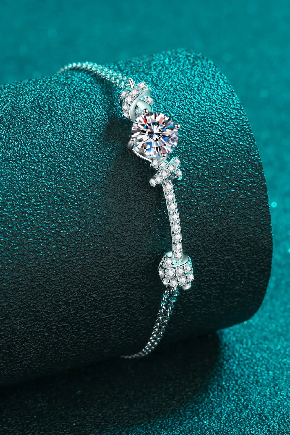 Moissanite Sterling Silver Rhodium-Plated Minimalist Bracelet - Southern Shores Clothing