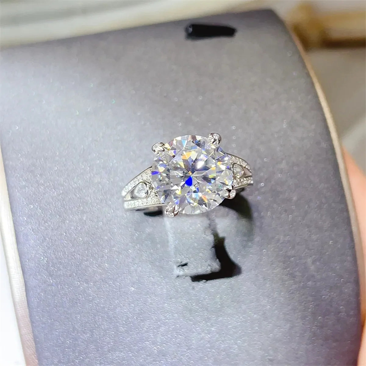 5 Carat Moissanite Sterling Silver Ring With Pave - Southern Shores Clothing