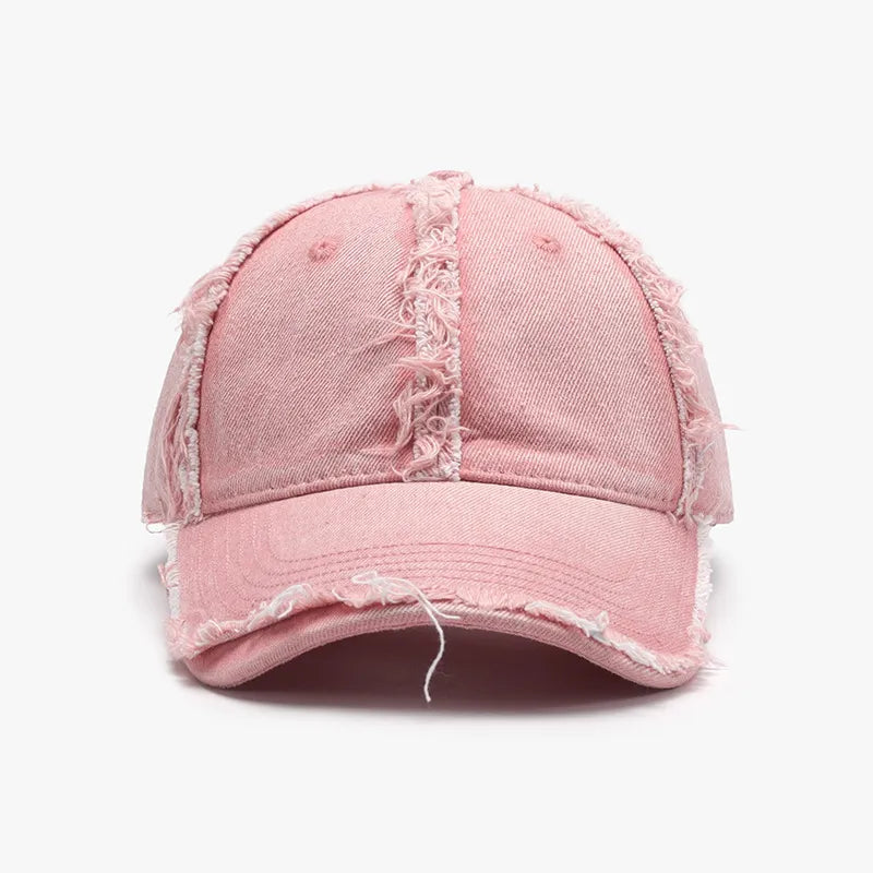 Raw Hem Cotton Baseball Cap One Size Classic