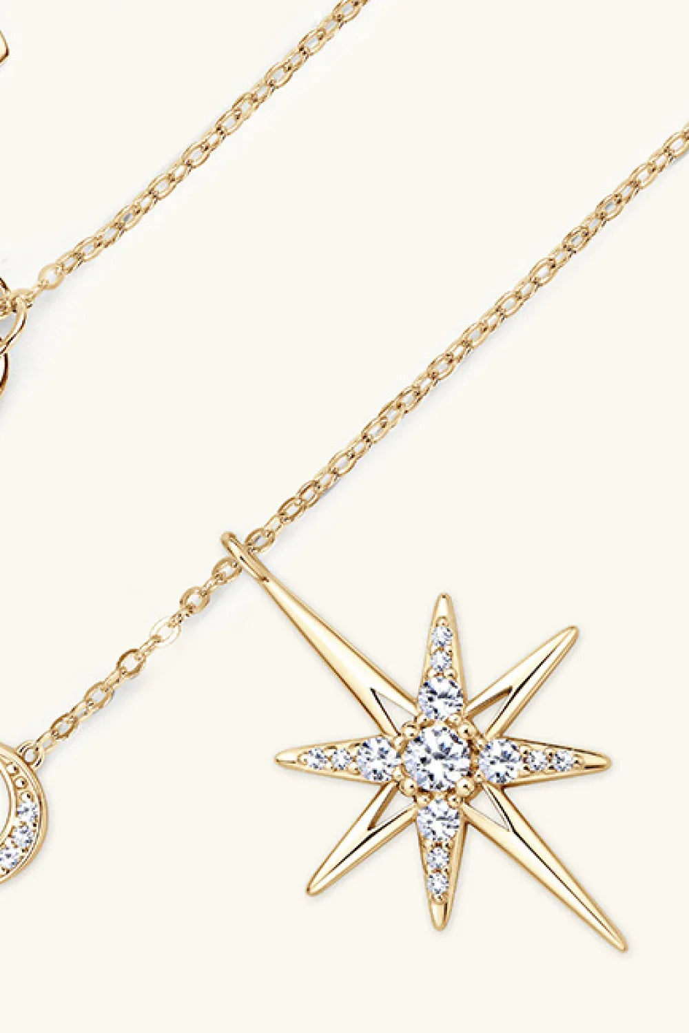 Platinum-Plated Moissanite Sterling Silver Star Moon Necklace