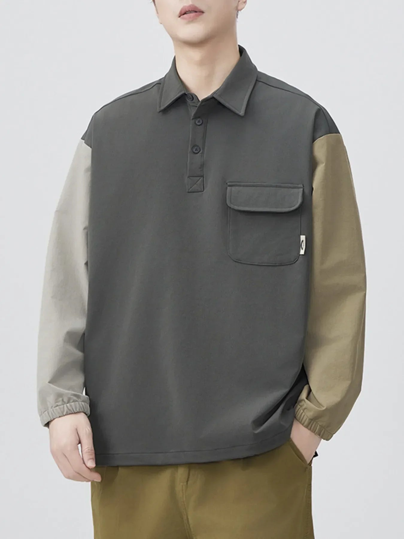Plus Size Two Tone Polo With Button Detail - Southern Shores Clothing