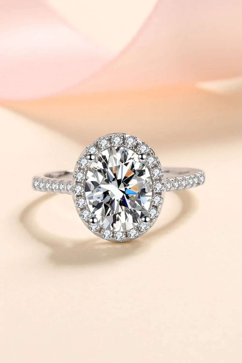 2 Carat Moissanite Halo Ring Sterling Silver - Southern Shores Clothing
