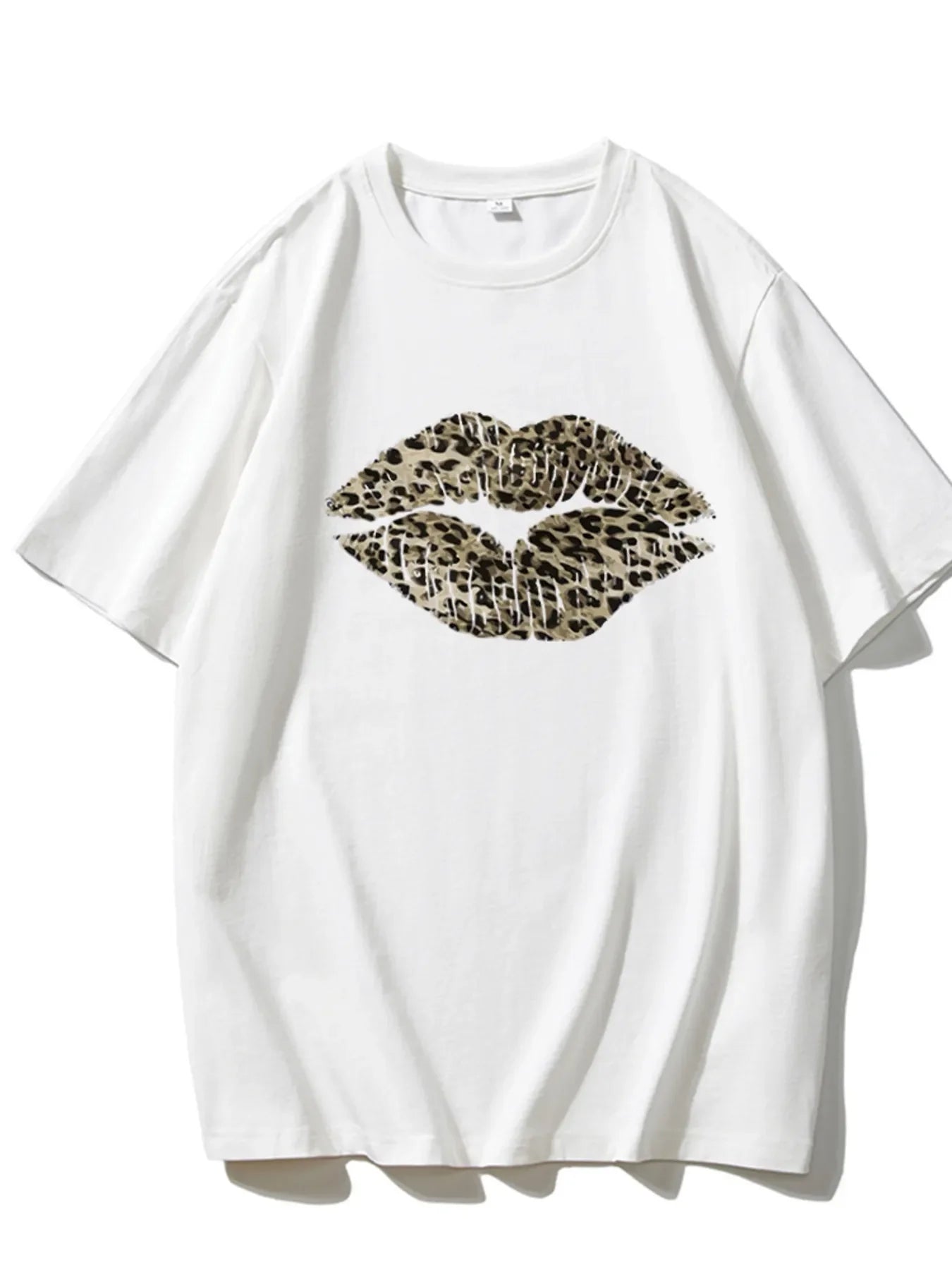 Leopard Lips Round Neck Oversized T Shirt - Southern Shores Clothing
