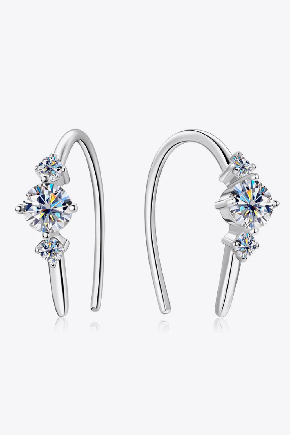 Moissanite Sterling Silver Platinum-Plated Earrings - Southern Shores Clothing