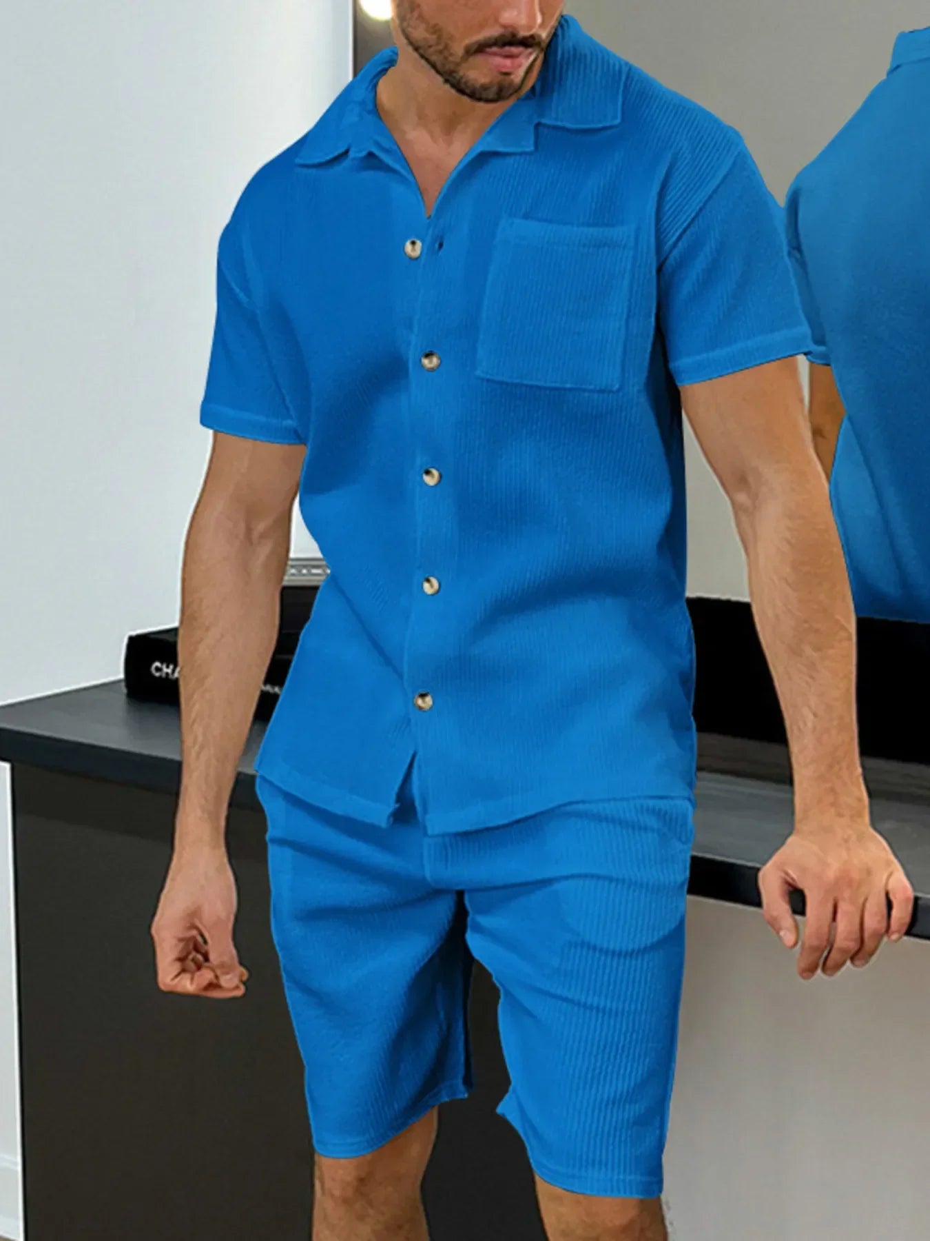 Men's Full Size Button Up Top and Shorts Set Plus Size - Southern Shores Clothing