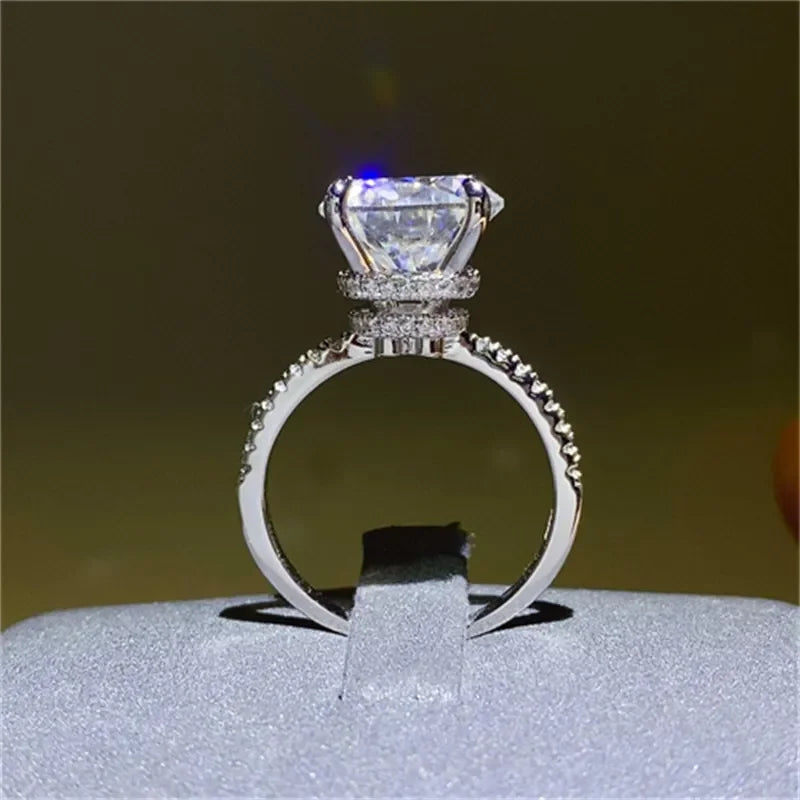 5 Carat Moissanite Sterling Silver Ring With Zircon Accents - Southern Shores Clothing
