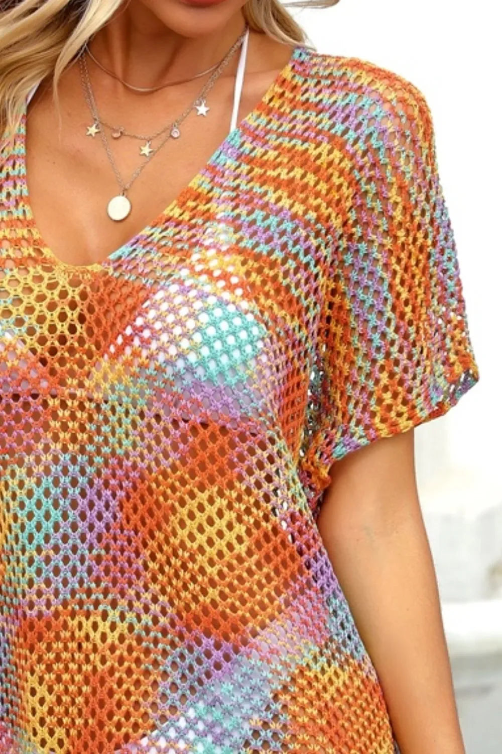 Angel Wings Openwork Sheer Stretch Cover-Up One Size - Southern Shores Clothing
