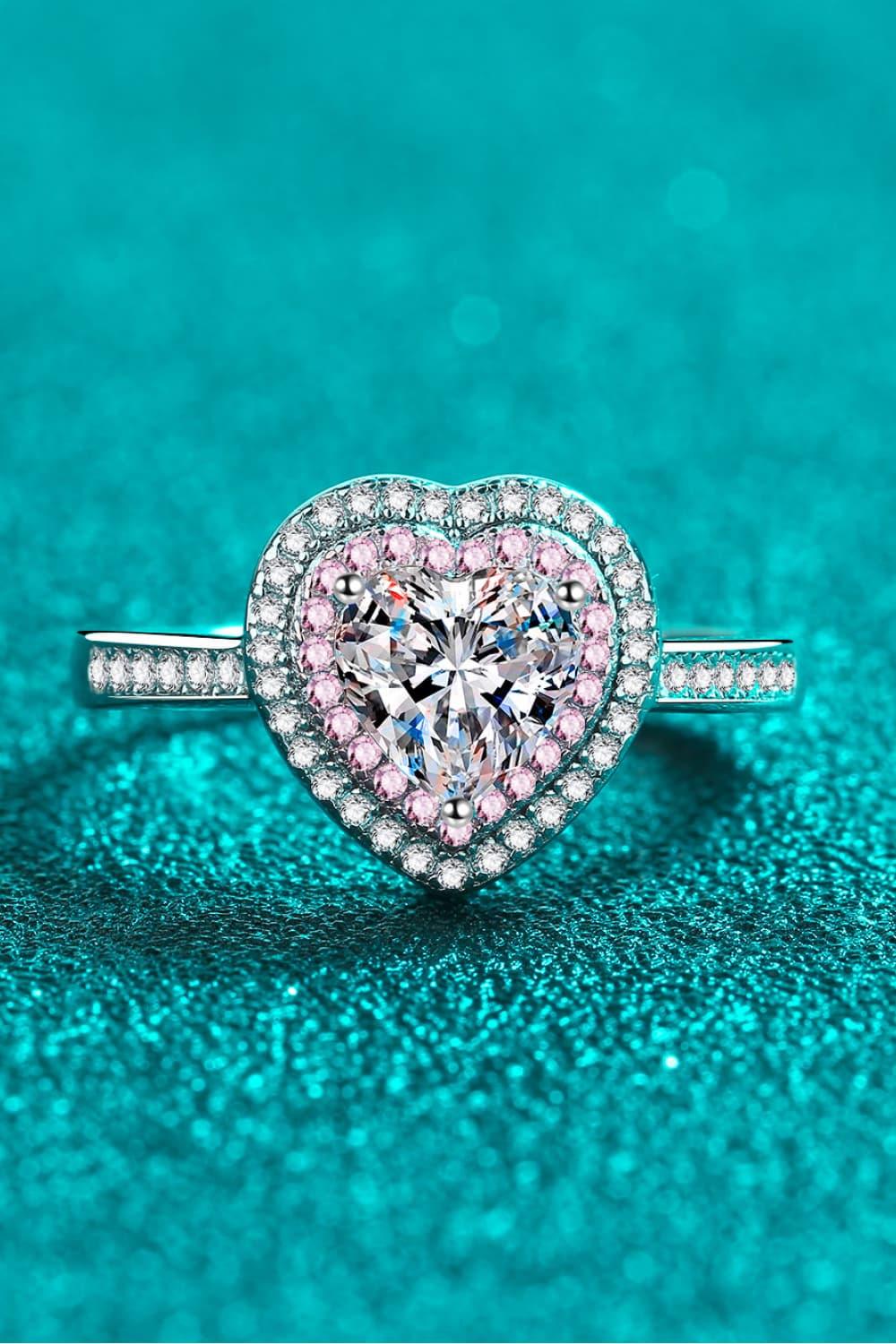 1 Carat Moissanite Heart Ring in Sterling Silver - Southern Shores Clothing