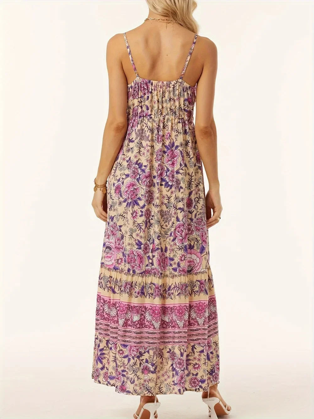 Printed Scoop Neck Midi Cami Dress Lightweight For Summer - Southern Shores Clothing
