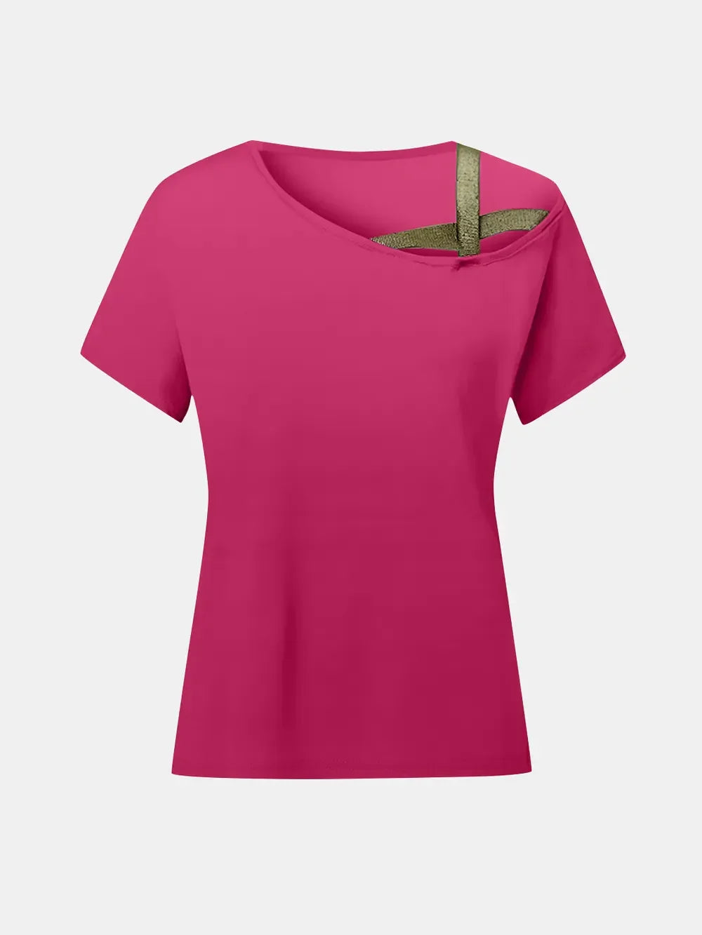 Asymmetrical Neck Short Sleeve T-Shirt - Southern Shores Clothing