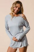 One Shoulder Jersey Knit Top With Criss Cross Detail - Southern Shores Clothing