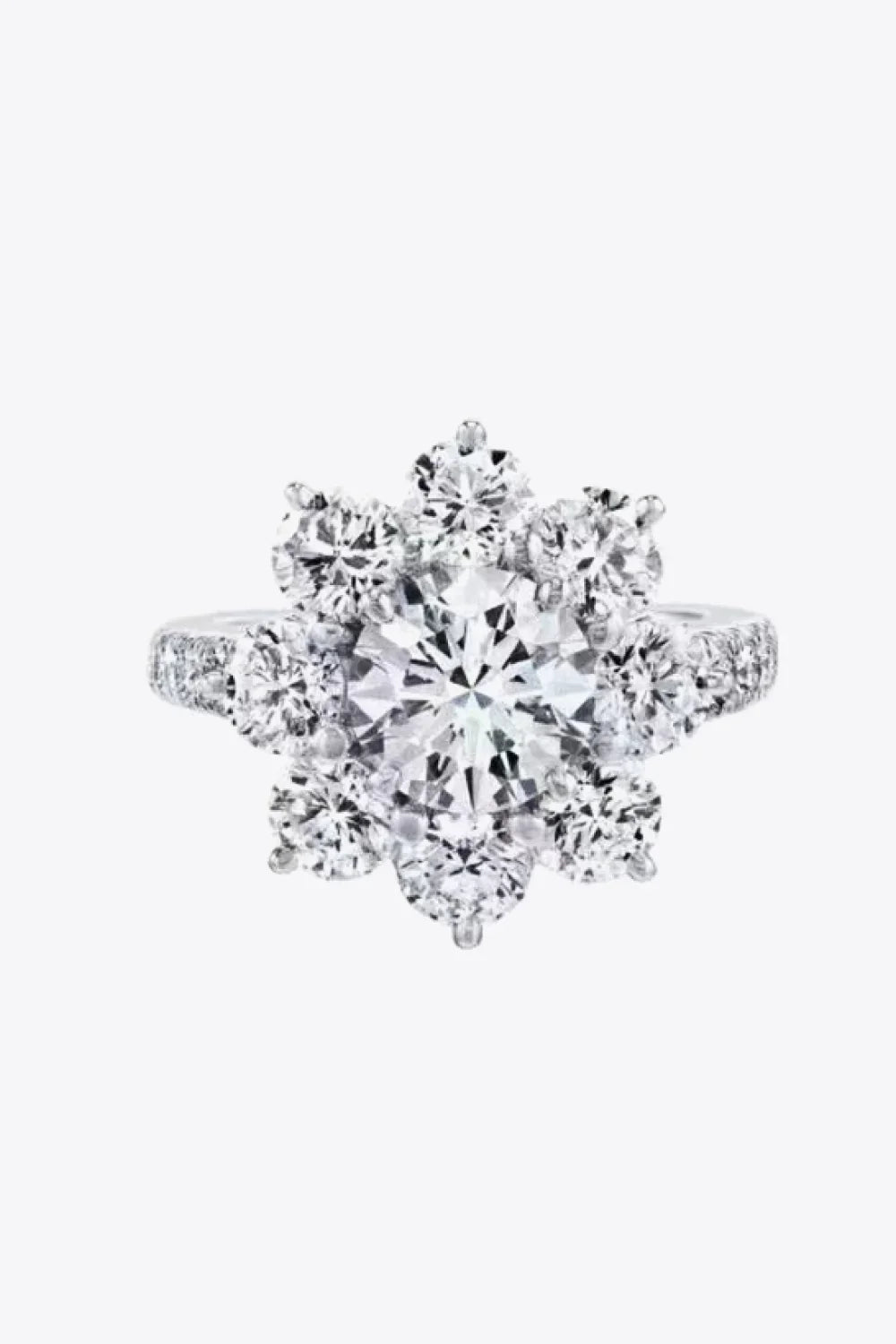 Moissanite Flower Ring in 925 Sterling Silver - Southern Shores Clothing