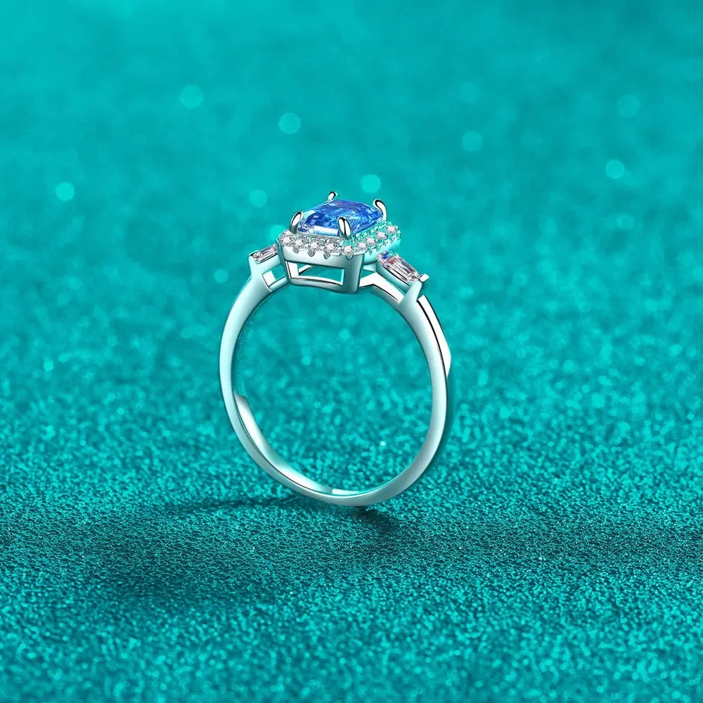 Timeless Solitaire Moissanite Ring In Sterling Silver Halo - Southern Shores Clothing