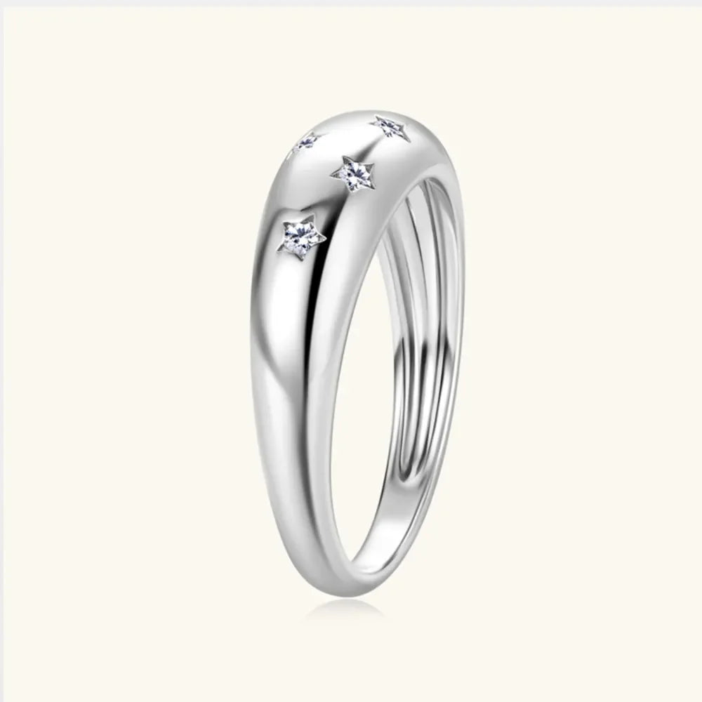 Sterling Silver Inlaid Moissanite Star Ring - Southern Shores Clothing