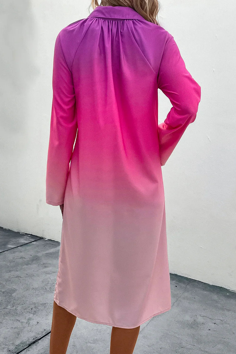 Gradient Long Sleeve Shirt Dress For Warm Weather - Southern Shores Clothing