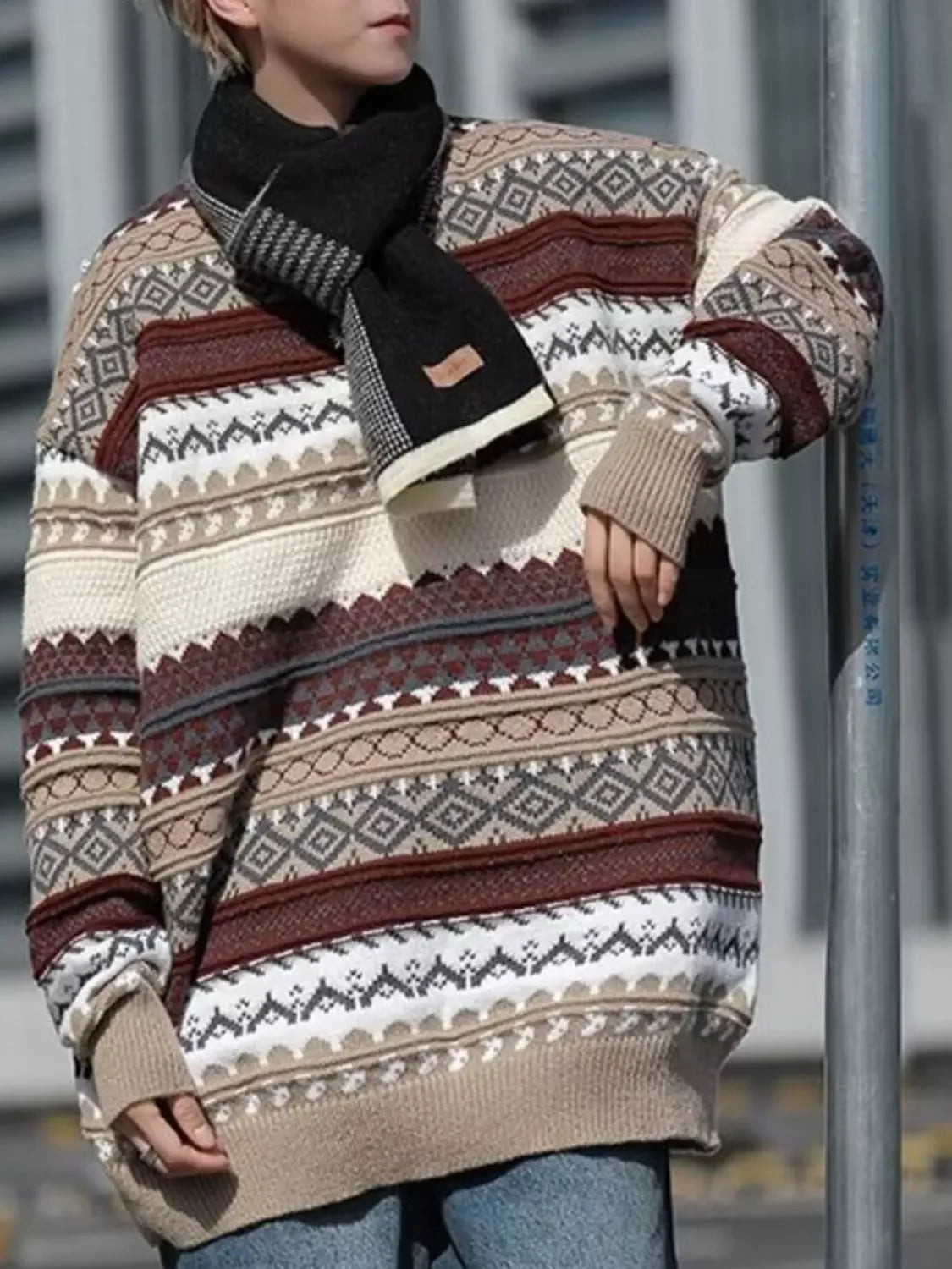 Cozy Classic Vintage Round Neck Knitted Sweater
