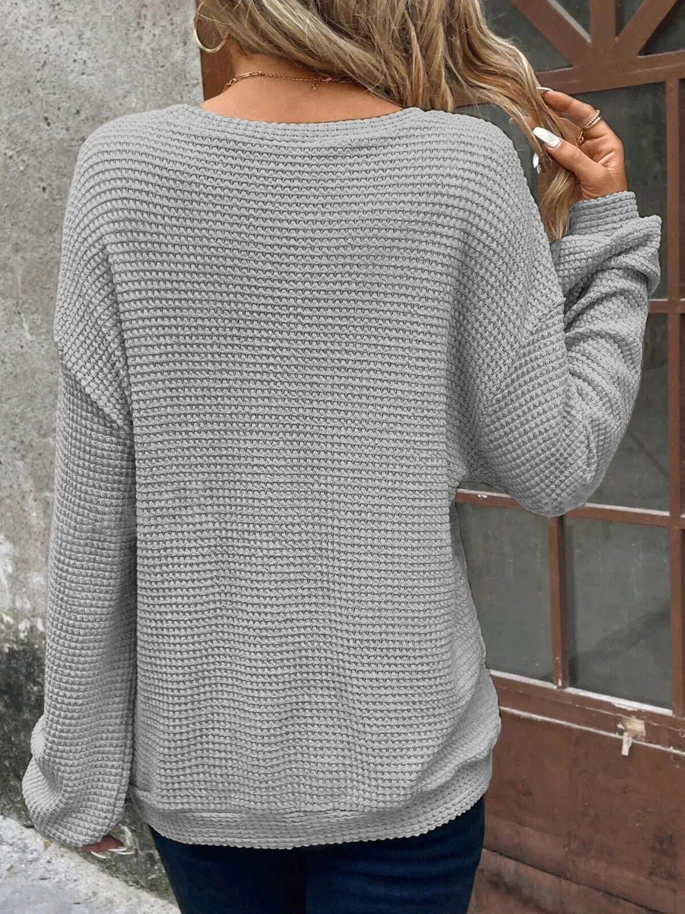 Plus Size Relaxed Fit Waffle Knit Round Neck T-Shirt - Southern Shores Clothing