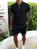 Men's Full Size Collared Neck Short Sleeve Top and Shorts Set Plus Size - Southern Shores Clothing