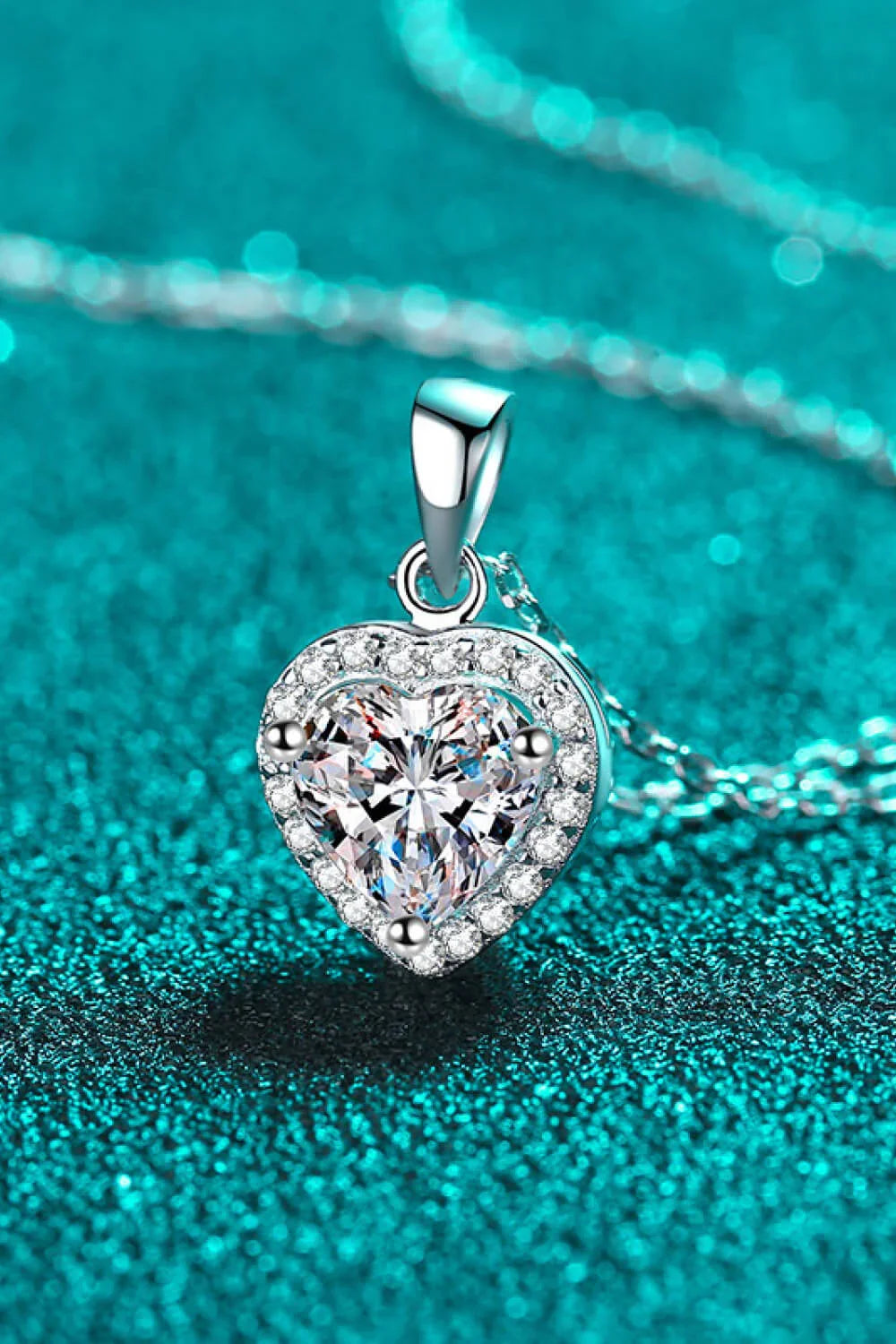 1 Carat Moissanite Heart Necklace in Sterling Silver - Southern Shores Clothing