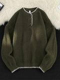 Plus Size Ribbed Knit Pullover With Button Detail - Southern Shores Clothing